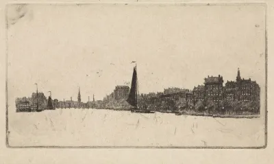 Gezicht vanaf de Amstel op Amsterdam