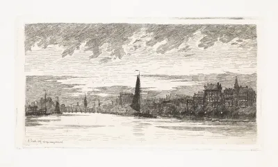 Gezicht vanaf de Amstel op Amsterdam