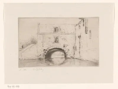 Gezicht vanaf de gracht op de Oostpoort, te Delft