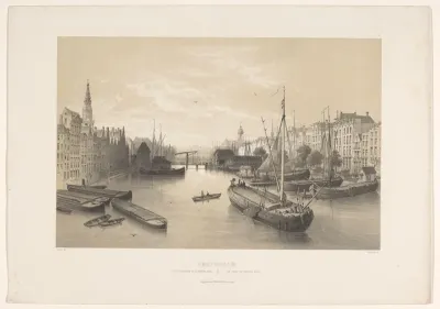 Gezicht vanaf de Nieuwe Brug te Amsterdam