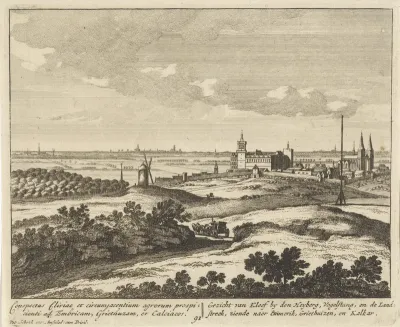 Gezicht vanaf een heuvel op de stad Kleef