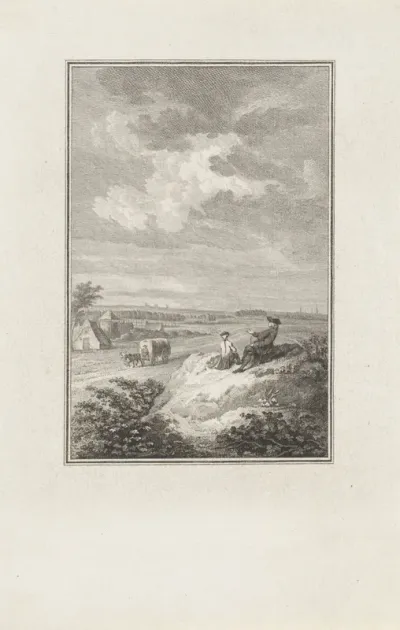 Gezicht vanaf een heuvel op Zutphen, Halle, Eerbeek, Voorst en Deventer