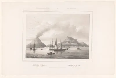 Gezicht vanaf het water op de haven van Banda Neira