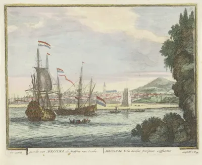 Gezicht vanaf het water op de stad Messina