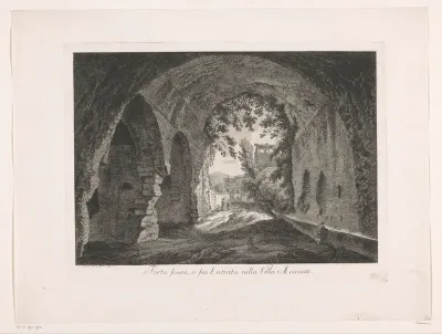 Gezicht vanuit de ingang van Villa Maecenas