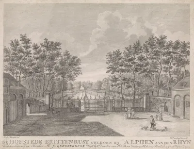 Gezicht vanuit huis op vijver van buitenplaats Hofstede Brittenrust