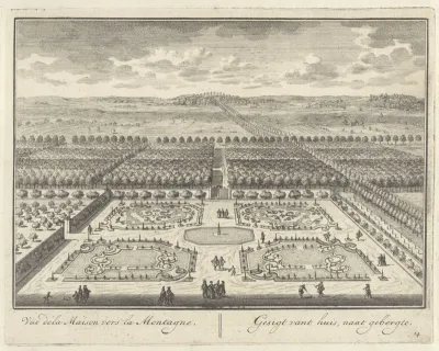 Gezicht vanuit Kasteel Zuilenstein op de tuinen en de omgeving