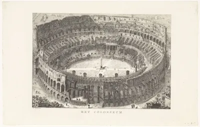 Gezicht vanuit vogelperspectief op het Colosseum te Rome