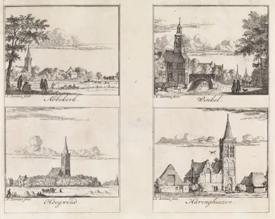 Gezichten op Abbekerk, Hoogwoud, Winkel en Haringhuizen