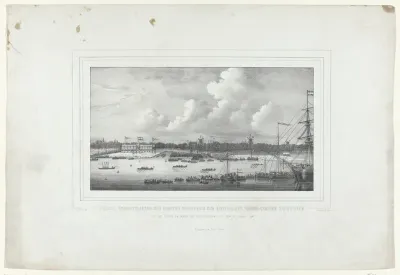 Gezigt, voorstellende den eersten wedstrijd der Koninklijke Nederlandsche Yacht-Club op de rivier de Maas te Rotterdam, op den 10 Junij 1846