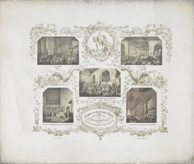Gezigten in de Geerte-kerk te Utrecht, tijdens het verblijf aldaar der Veenendalers, gedurende den Watersnood in Maart en April 1855