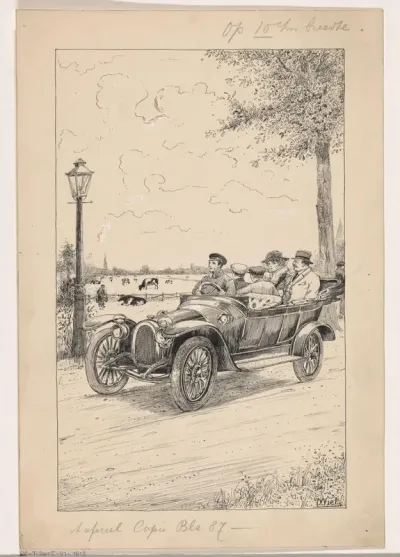 Gezin in een auto met chauffeur