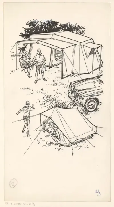 Gezin op een camping