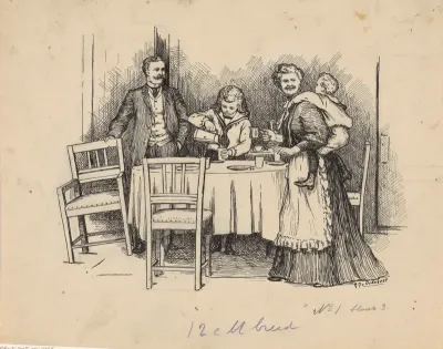 Gezin rondom een tafel