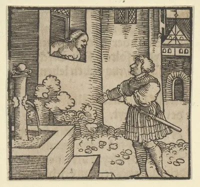 Ghita Locking out her Husband Tofano, from The Decameron