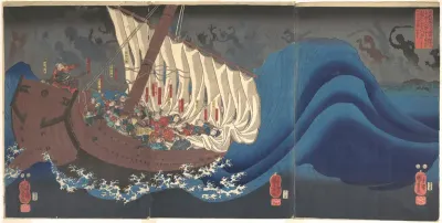Ghosts of the Taira at Daimotsu Bay — Utagawa Kuniyoshi Kanvas Tablo