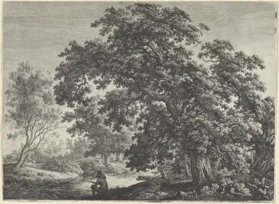 Giant Oak with a Seated Fisherman