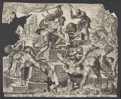 Gideon og hans mænd ødelægger Baals alter