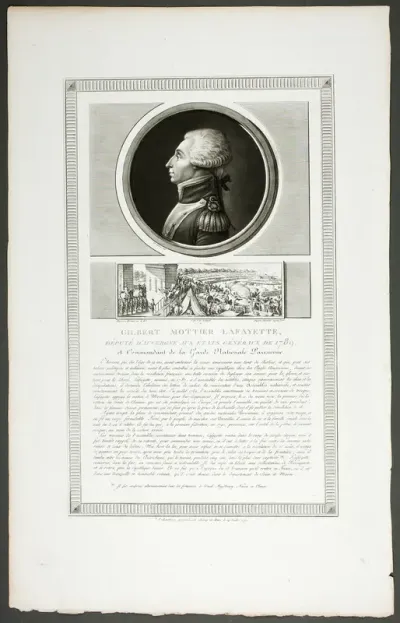 Gilbert Mottier Lafayette, Deputy State General of Auvergne, from Tableaux historiques de la Révolution Française