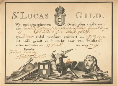 Gildebrief van het St. Lucasgilde te Amsterdam