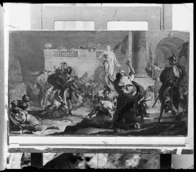 Giovanni Battista Tiepolo: "Sabiinitarten ryöstö", ajoitus n. 1718-1719