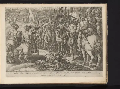 Giovanni de' Medici in overleg met Zwitserse huurlingen