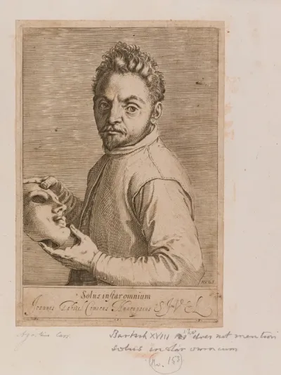 Giovanni Gabrielli ("Sivello") holding a mask