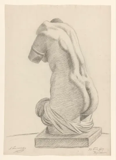 Gips van antiek beeld van vrouwelijk torso