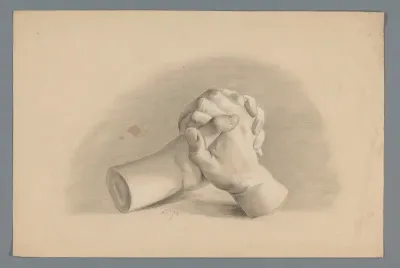 Gipsmodel van twee gevouwen handen