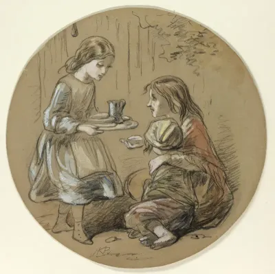 Girl Bringing Food to Poor Children