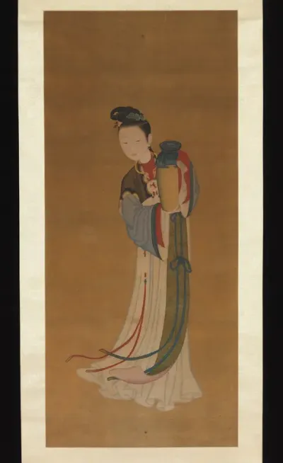 Girl Bringing Jar of Wine