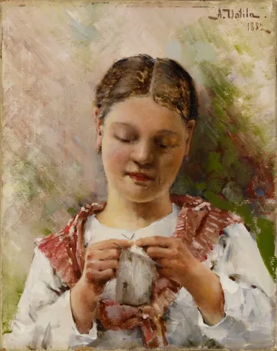 Girl Knitting