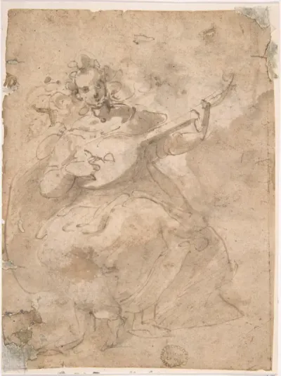 Girl Playing a Lute
