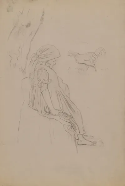 Girl with a Rooster