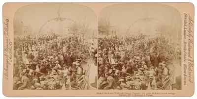 "Girls of Booker T. Washington School, Tuskegee, Alabama, Mrs. McKinley in near carriage"
