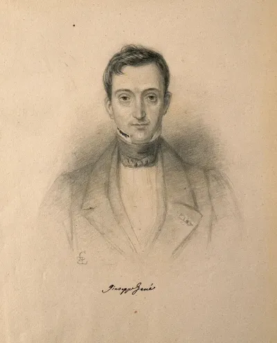 Giuseppe Gené. Pencil drawing by C. E. Liverati, 1841