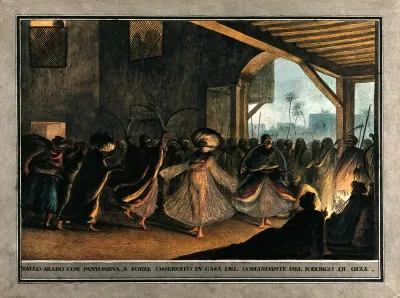 Giza, Egypt: a dance by sword dancers in the commandant's house