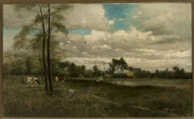 Glade with grazing cattle.