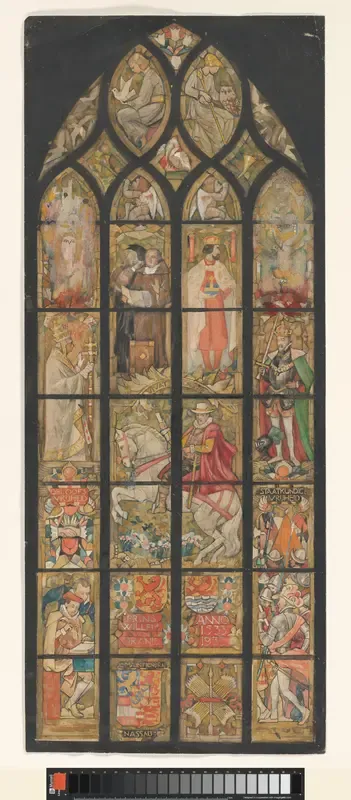 Glasraam met Willem I, prins van Oranje-Nassau, in de Nieuwe Kerk te Delft