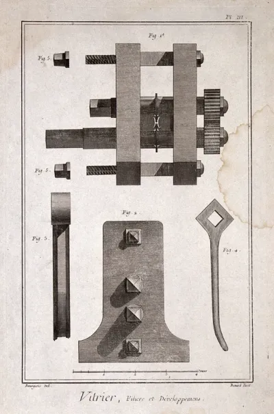 Glass: a wire-drawing machine for producing the lead cames used for glazing windows