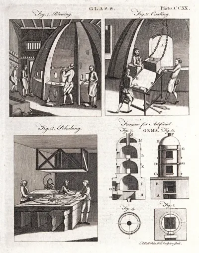 Glass: three views inside a plate glass factory