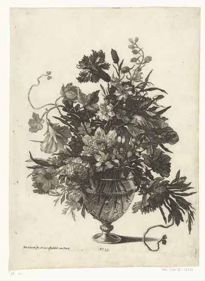 Glazen vaas met bloemen