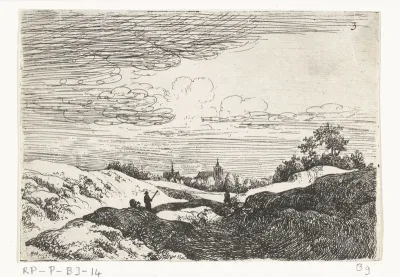 Glooiend landschap met kerktorens