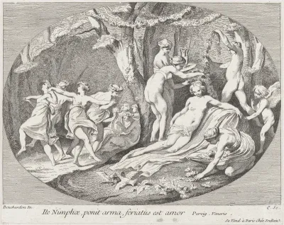 Go Nymphs, who lay down their arms, Love is resting!