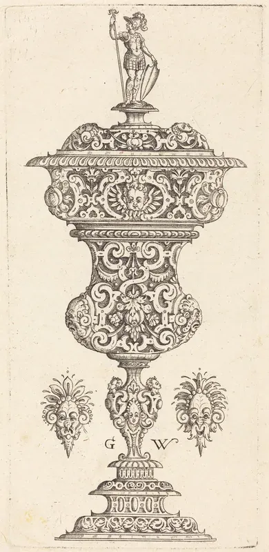 Goblet with lid surmounted by a Roman soldier