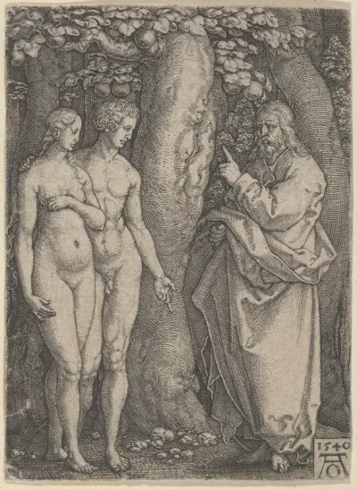 God Forbidding Adam and Eve to Eat from the Tree of Knowledge, from "The Story of Adam and Eve"