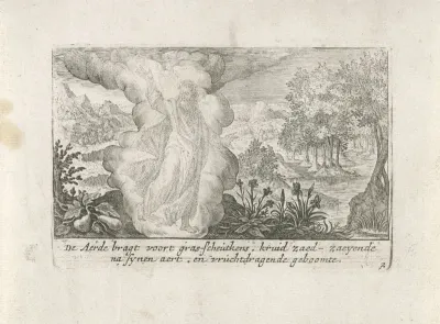 God schept de droge aarde en de planten