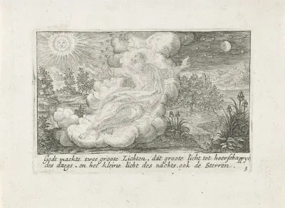God schept de zon, maan en sterren