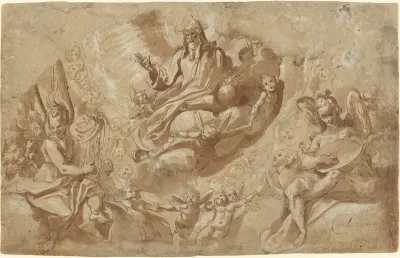 God the Father and Angels on Clouds