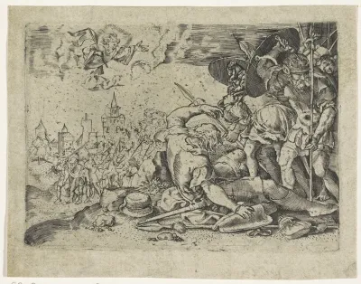 God verschijnt aan de hemel aan soldaten